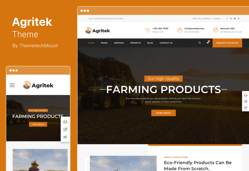 Agritek Theme - Тема WordPress для сельского хозяйства, молочной фермы и садоводства