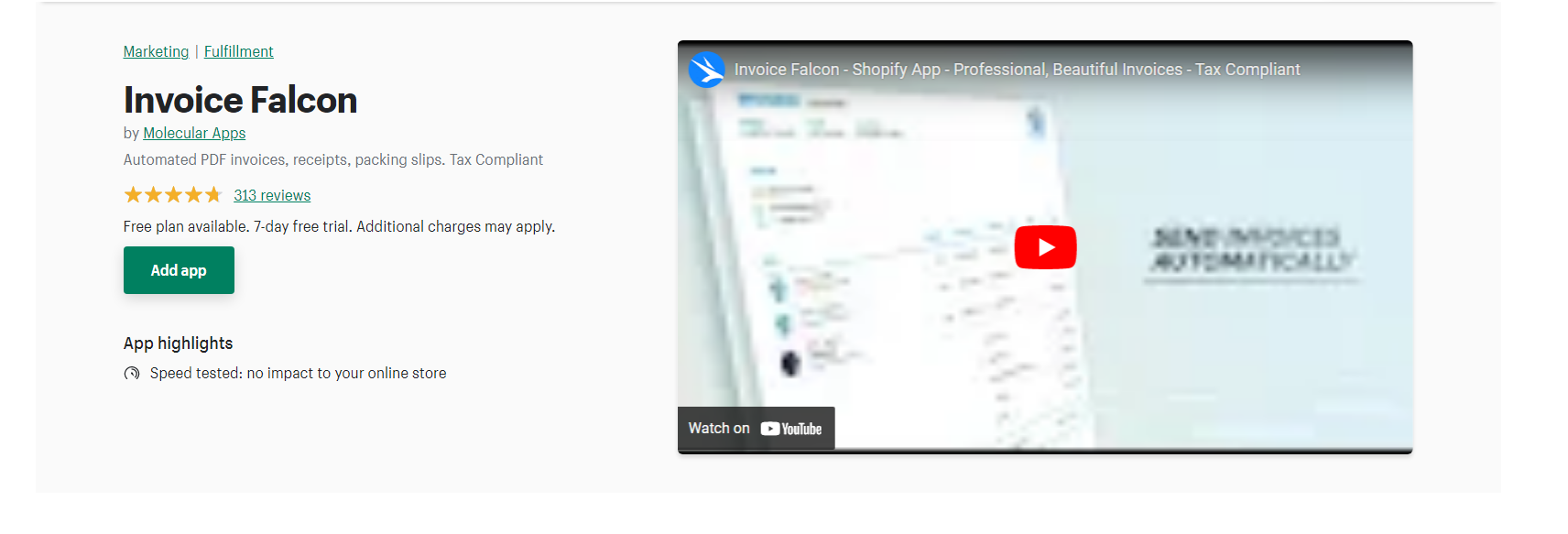 Invoice Falcon - aplicativo de fatura do shopify