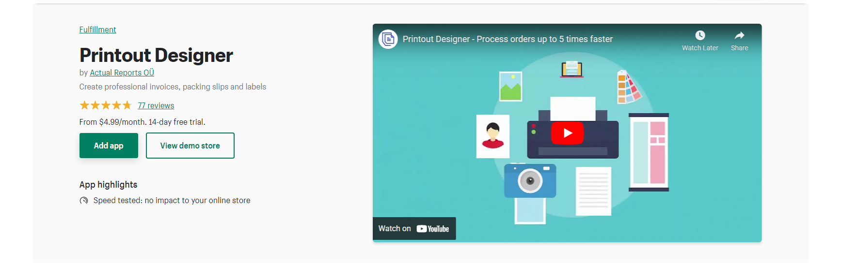 Designer de impressão - aplicativo de fatura do shopify