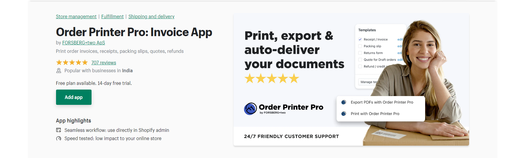 Encomende o Printer Pro - app de faturas shopify