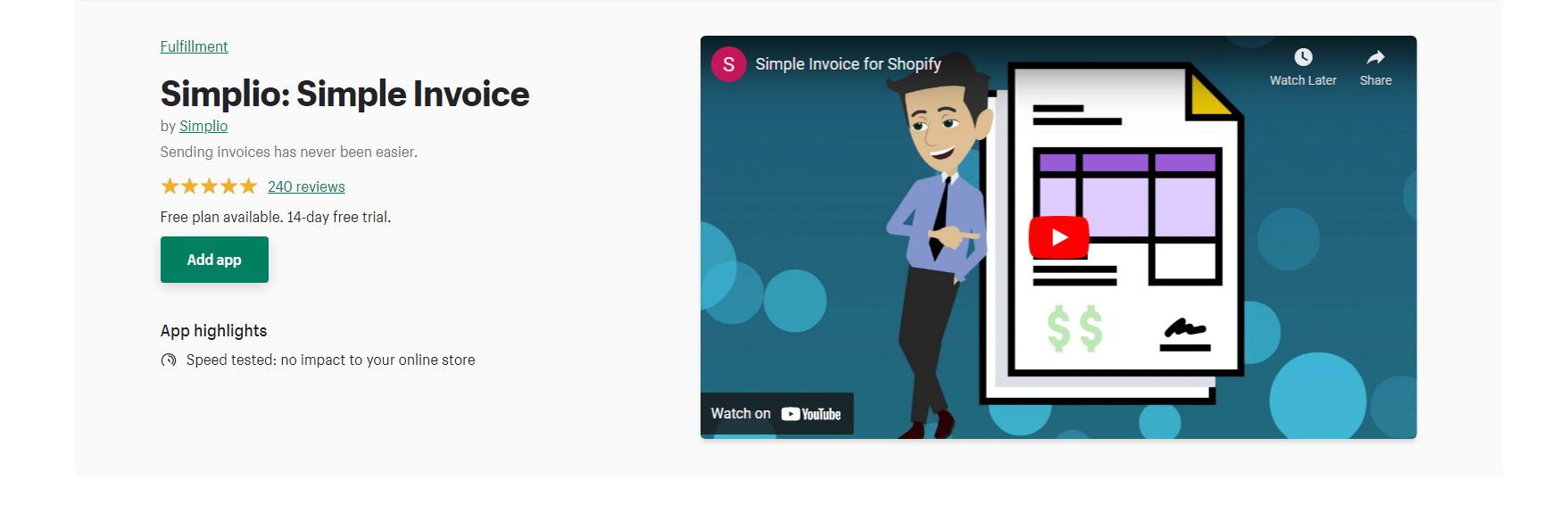 Simplio - app de faturas shopify