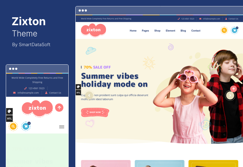 Zixton 主題 - 嬰兒時尚 WooCommerce 主題