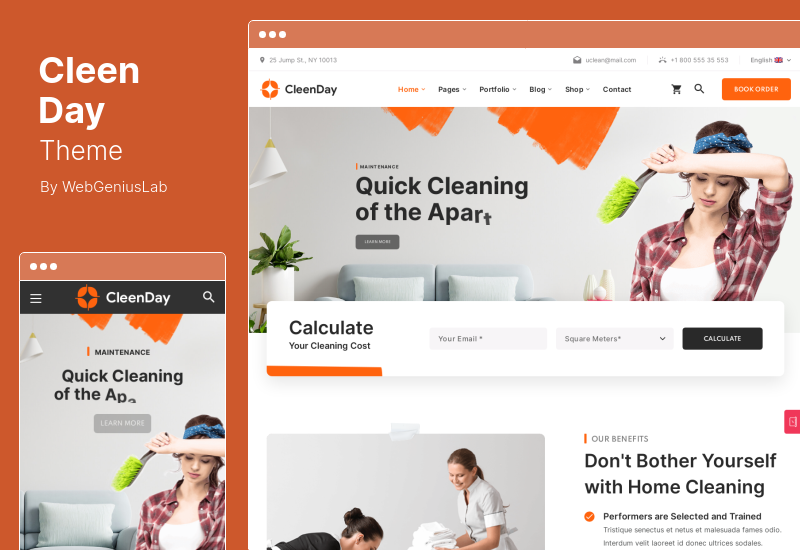 CleanDay 테마 - 청소 회사 WordPress 테마