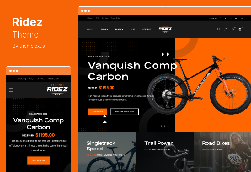 Ridez-Thema – Fahrradladen-Element oder WordPress-Thema