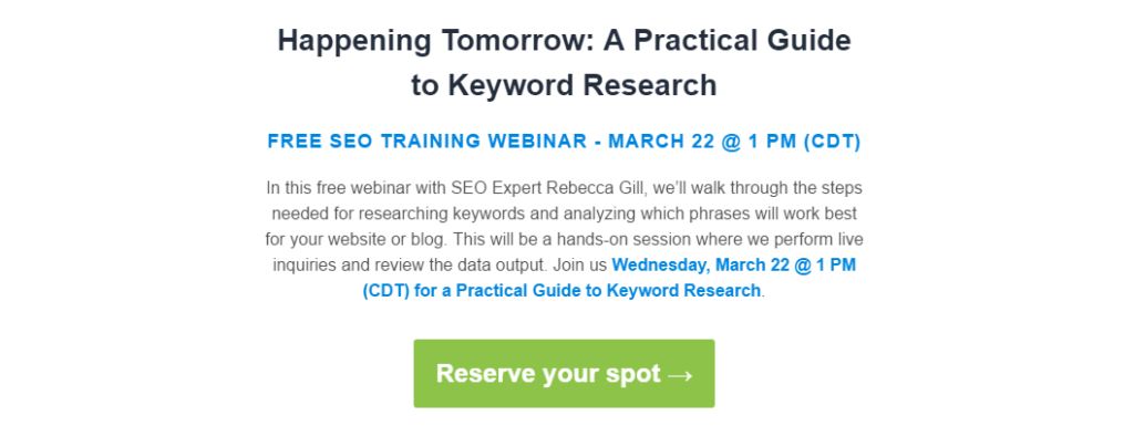 Un exemple de campagne qui insuffle un sentiment d'urgence.