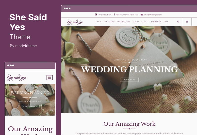 Thème SheSaidYes - Thème WordPress pour fiançailles et mariage
