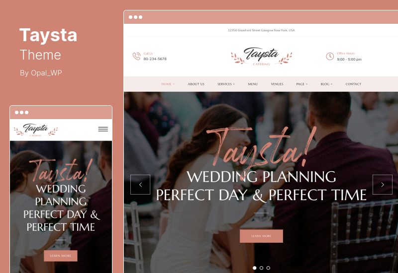 Thème Taysta - Thème WordPress pour la planification d'événements de mariage