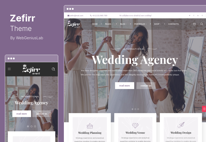 Thème Zefirr - Thème WordPress pour agence événementielle et de mariage
