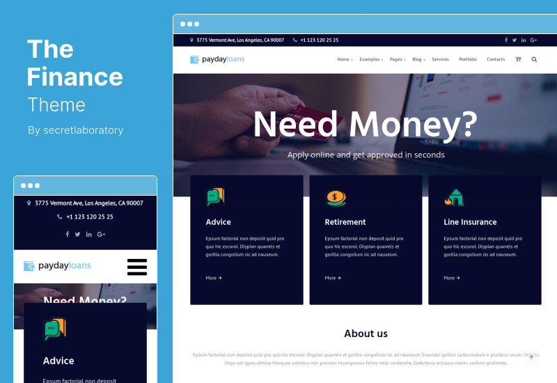 Motyw Finanse - Motyw WordPress Payday Loans