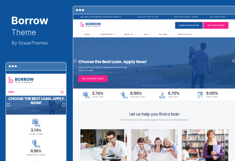 Pożycz motyw - Responsywny motyw WordPress firmy pożyczkowej