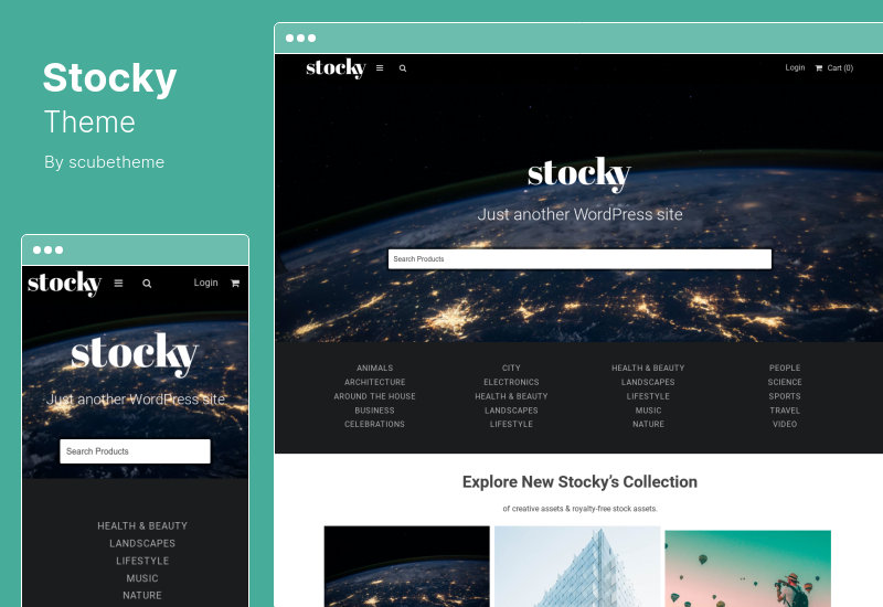 Stocky Theme - Тема WordPress для торговой площадки стоковой фотографии