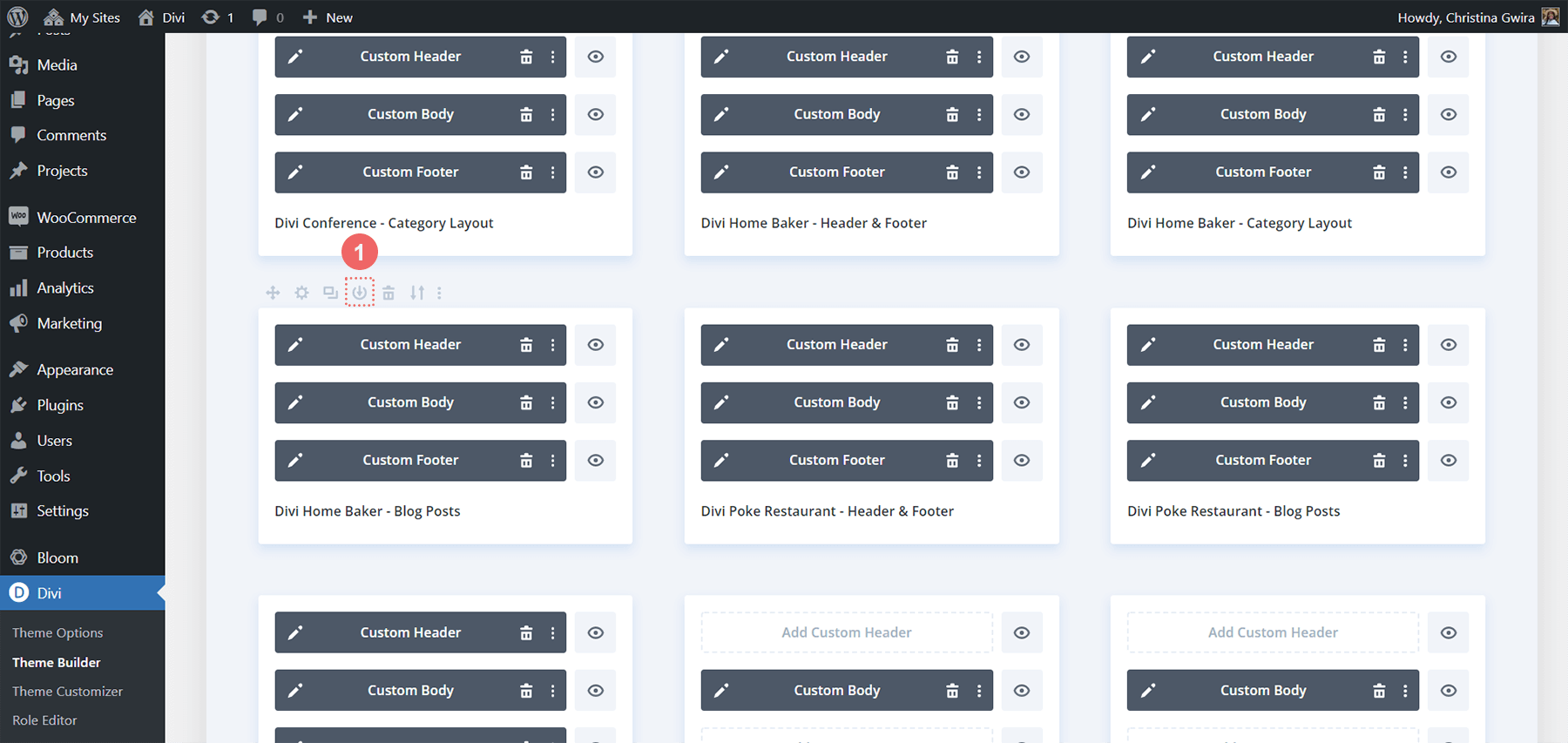 Iniciando o processo para salvar o template do Theme Builder