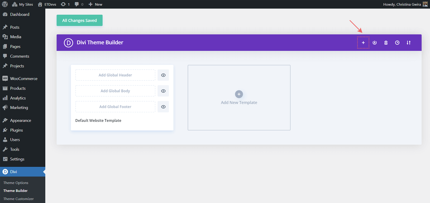 Faça login no Divi Cloud por meio da biblioteca do Divi Theme Builder