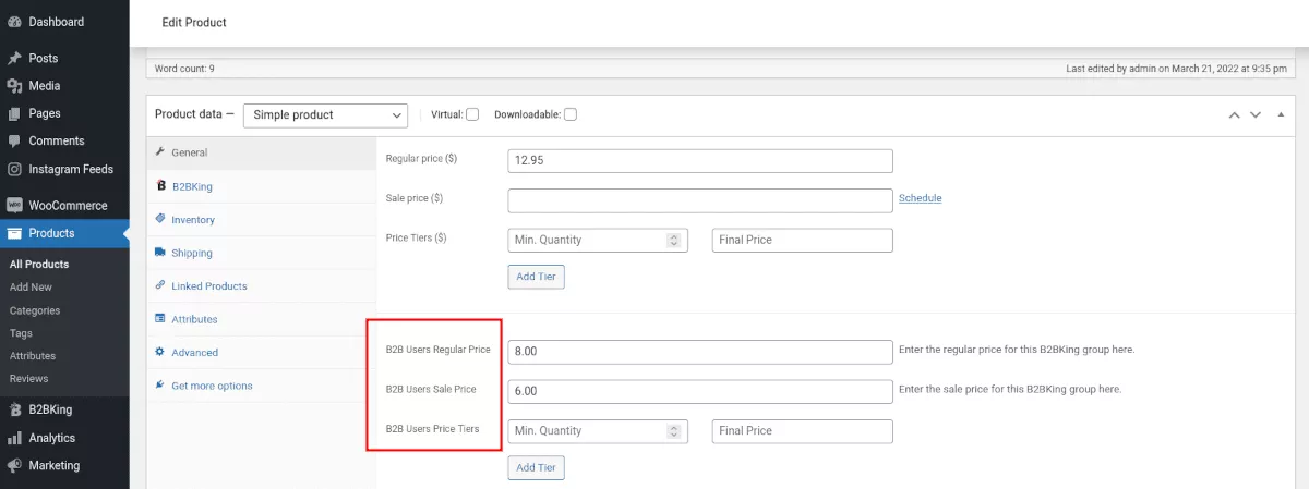 Menu WooCommerce