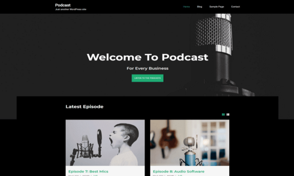 Prosta strona główna motywu WordPress z podcastem