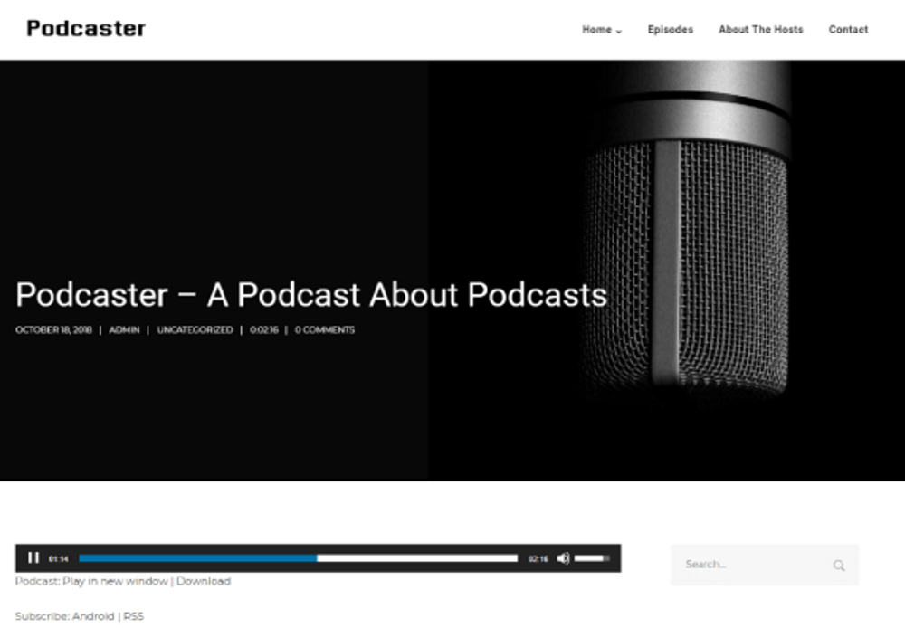podcaster secondline WordPress strona demonstracyjna motywu podcastów