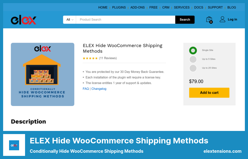 ELEX Hide WooCommerce 배송 방법 플러그인 - 조건부로 WooCommerce 배송 방법 숨기기