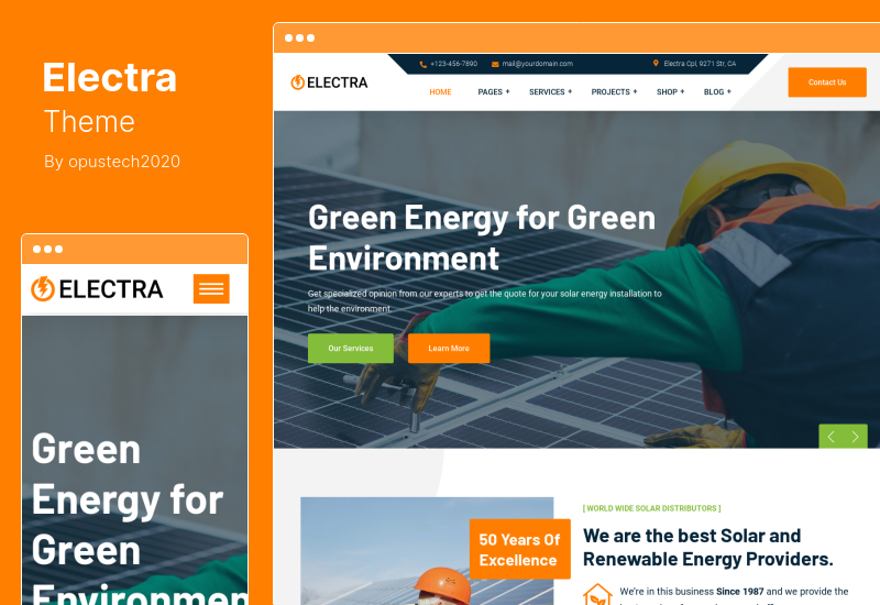 Motyw Electra - Motyw WordPress na energię słoneczną i odnawialną