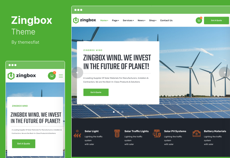 Motyw Zingbox - Motyw WordPress z wiatrem i energią słoneczną
