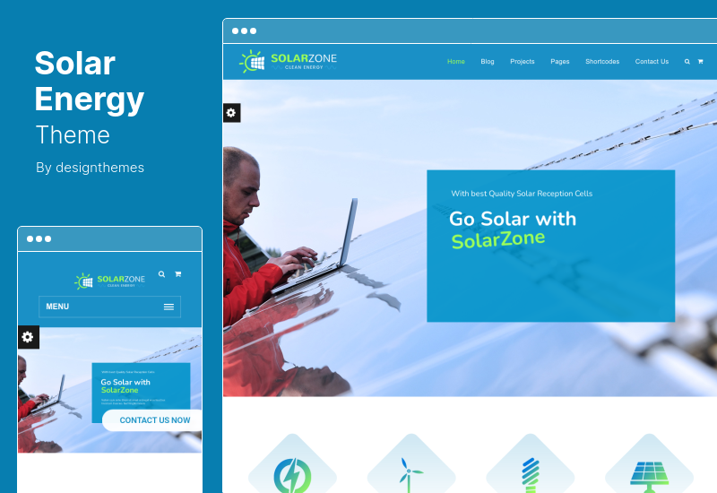 Motyw energii słonecznej - Motyw WordPress firmy wiatrowej i energetycznej