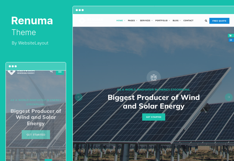 Motyw Renuma - Motyw WordPress na temat energii wiatrowej i słonecznej