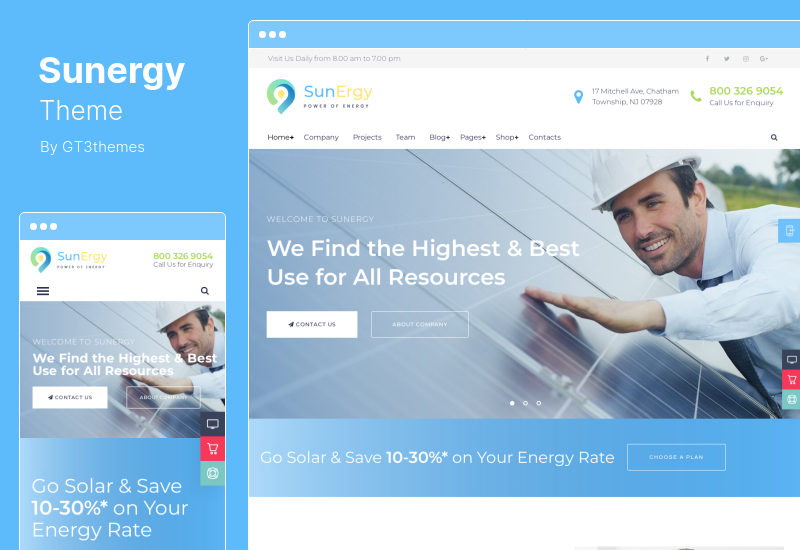 Motyw Sunergy - Motyw WordPress na temat energii wiatru i energii słonecznej