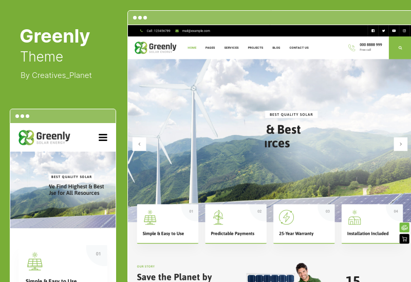 Zielony motyw - motyw WordPress na temat ekologii i energii słonecznej