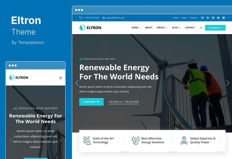 Motyw Eltron - Motyw WordPress Energia słoneczna
