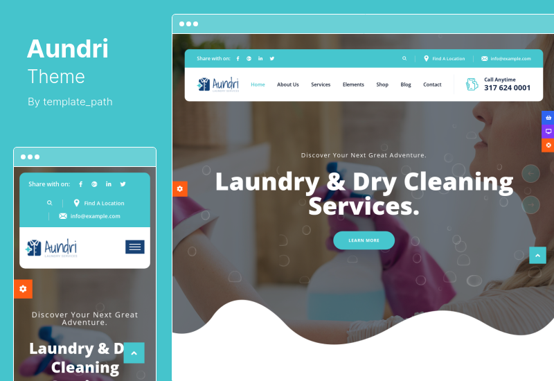 ธีม Aundri - บริการซักแห้ง WordPress Theme