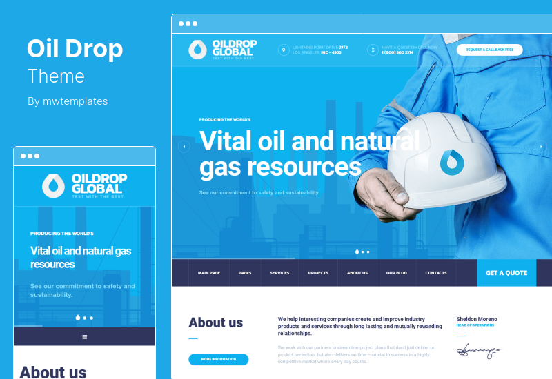 Tema OilDrop - Tema WordPress industriale di petrolio e gas