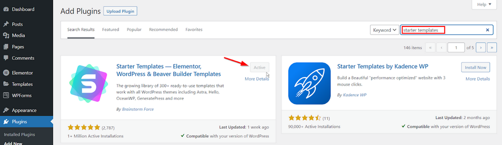 Instal plugin Template Pemula