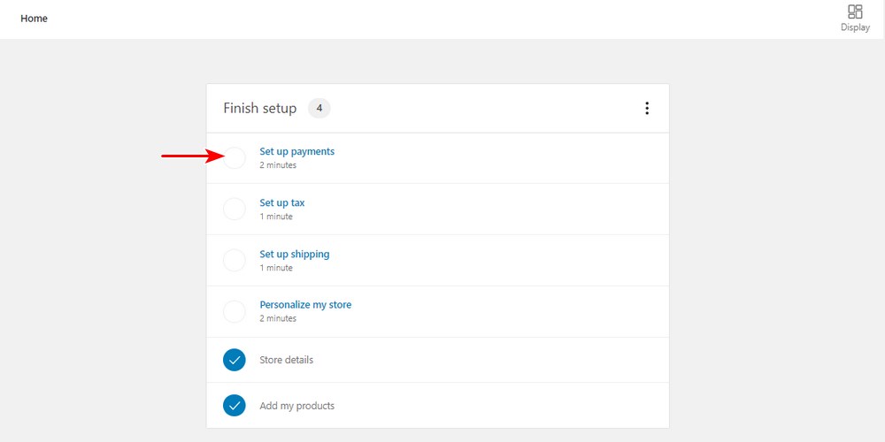 WooCommerce menyelesaikan penyiapan, menyiapkan pembayaran