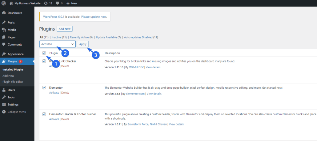 Attiva tutti i plugin