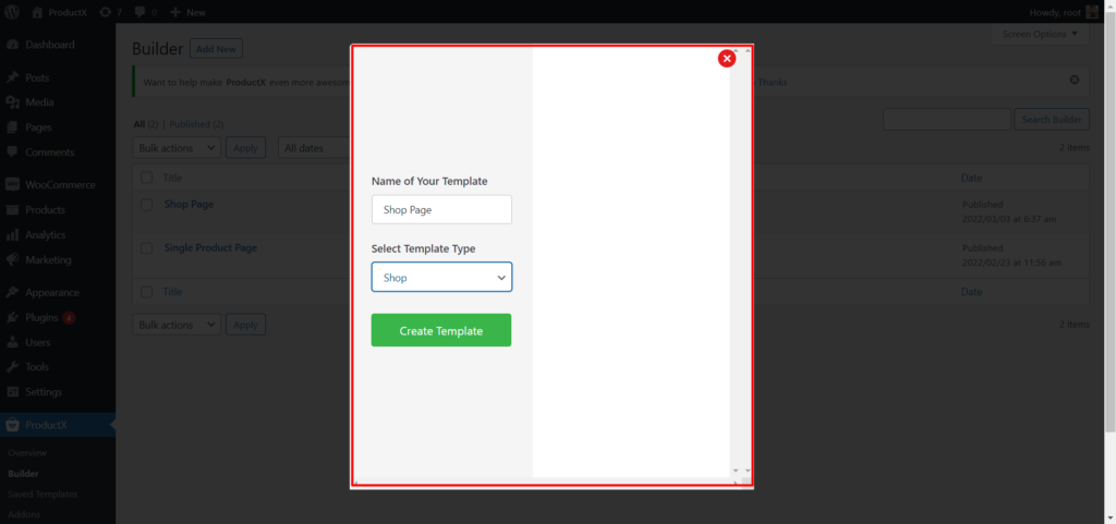 Como ativar a visualização rápida do WooCommerce na página 4 da loja Create a new WooCommerce shop page template