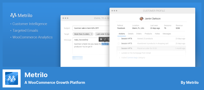 ปลั๊กอิน Metrilo - แพลตฟอร์มการเติบโตของ WooCommerce