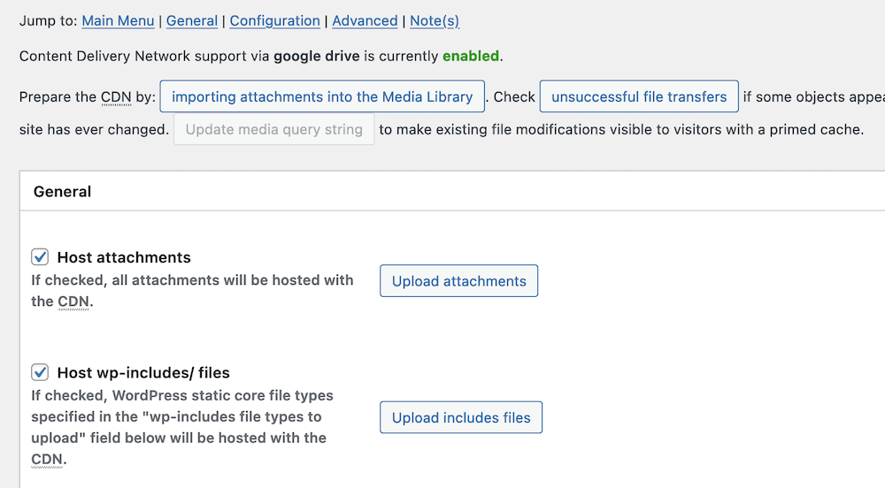 Die dedizierten CDN-Optionen in W3 Total Cache.