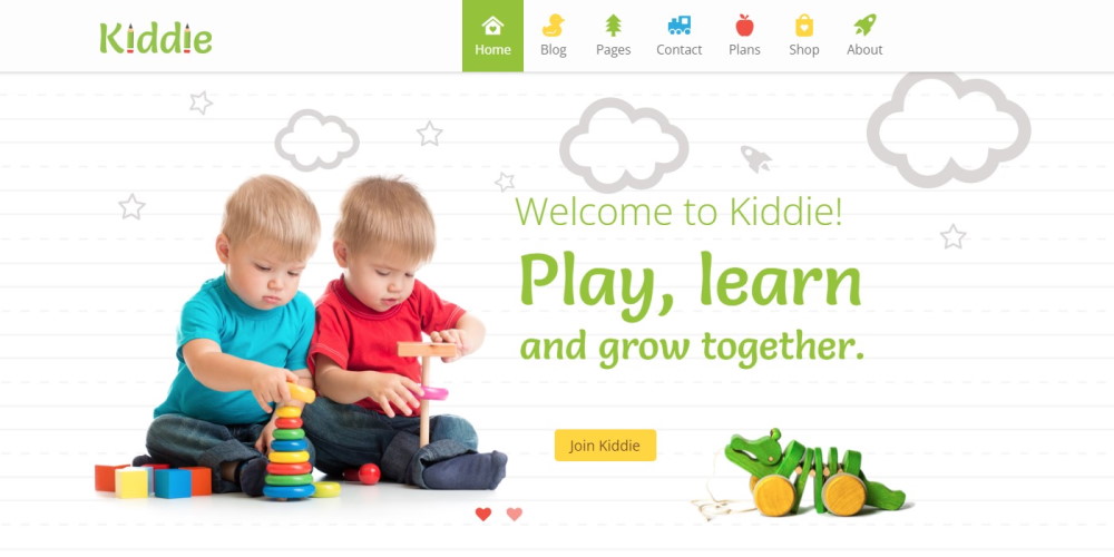 ธีม Kiddi WordPress สำหรับการแสดงตัวอย่างสดของโรงเรียนอนุบาล