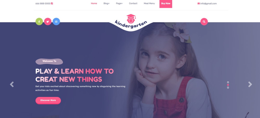 การสาธิตสดธีม WordPress Kindergarten ของ VW