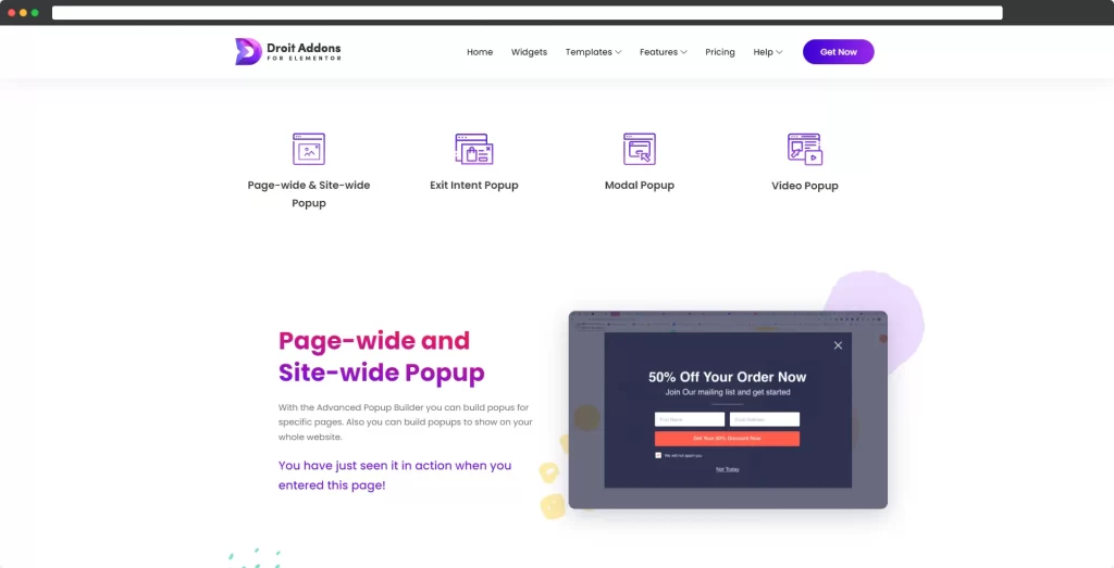 Construtor de pop-up avançado - Droit Addons para Elementor