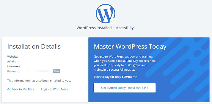 Installa WordPress su Bluehost