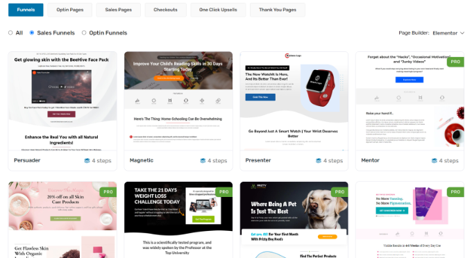 Modelos de funil no Woofunnels Funnel templates in Woofunnels