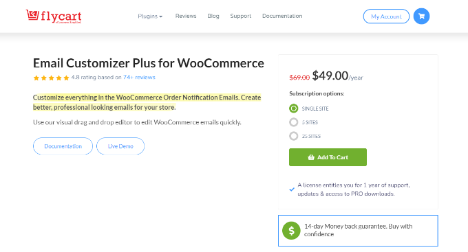 Personalizador de e-mail Flycart plus Flycart email customizer plus