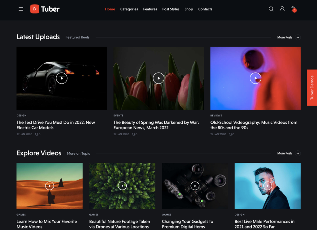 Tuber - Tema de WordPress para blogs de vídeo y podcasts