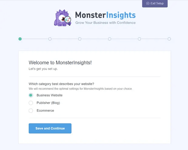 MonsterInsights セットアップ ウィザード