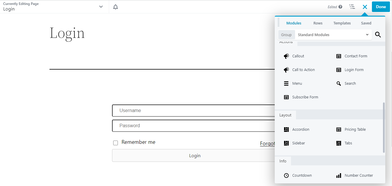 Beaver Builder 中的登錄頁面