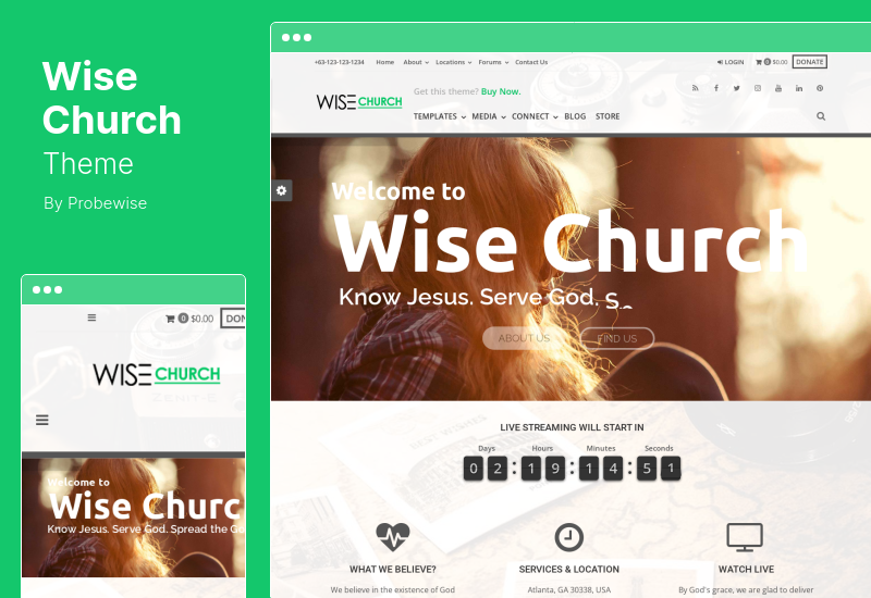 Wise Church 主题 - 多用途在线事工 WordPress 主题