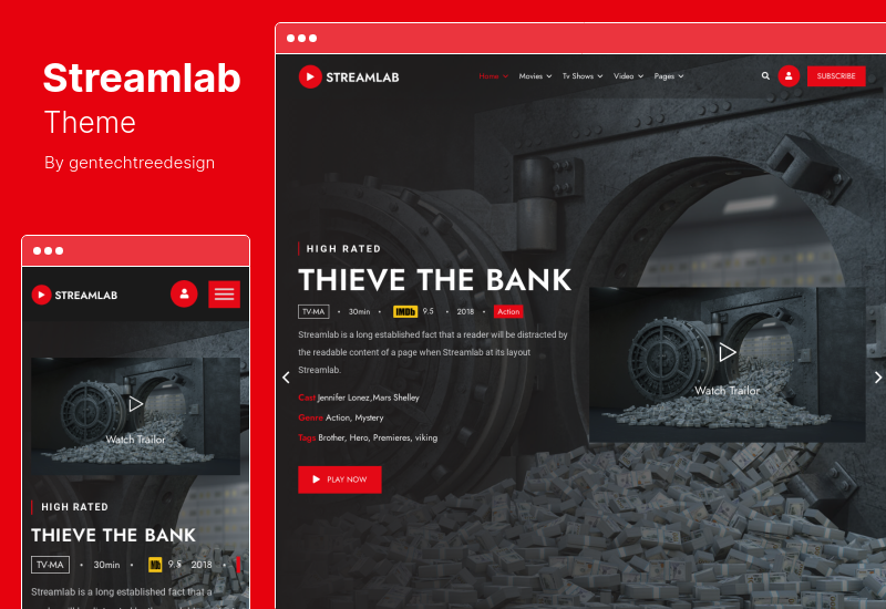 Streamlab 主题 - 视频流 WordPress 主题