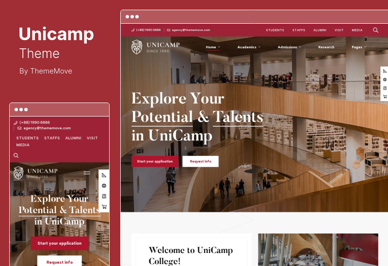 Unicamp 테마 - 대학 및 대학 WordPress 테마