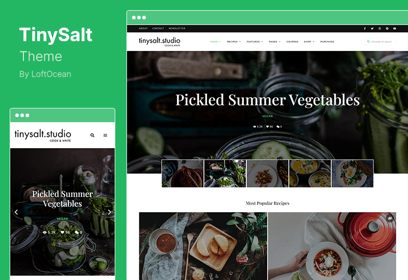 TinySalt Theme - سمة مدونة الطعام الشخصية WordPress