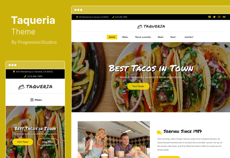 موضوع Taqueria - موضوع شاحنة الطعام والمطعم وورد